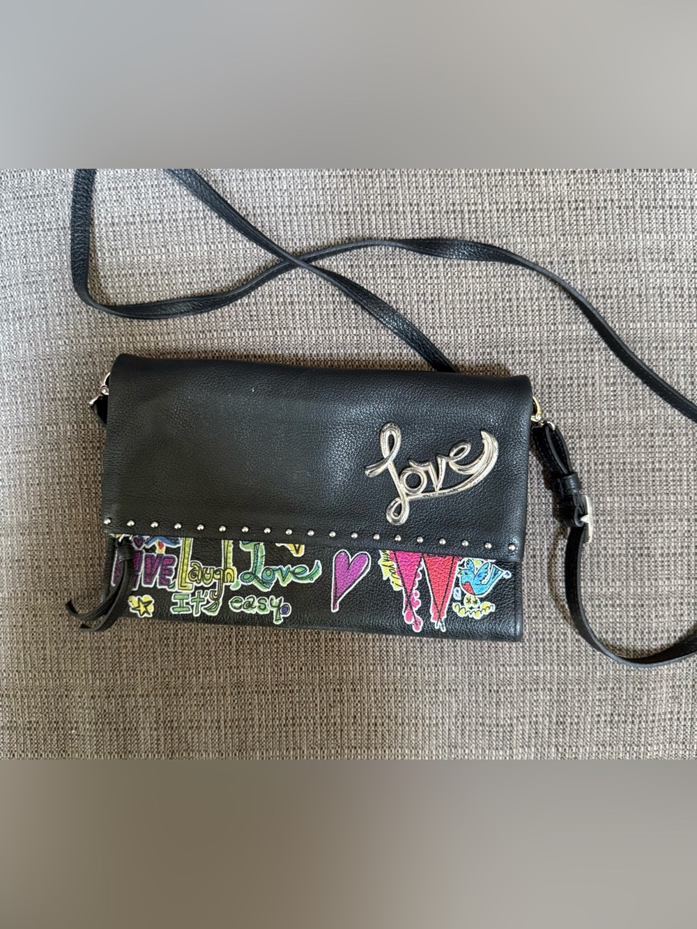 BRIGHTON Kiss Me Love Flap Bag Purse Organizer Wallet Fashionista Crossbody